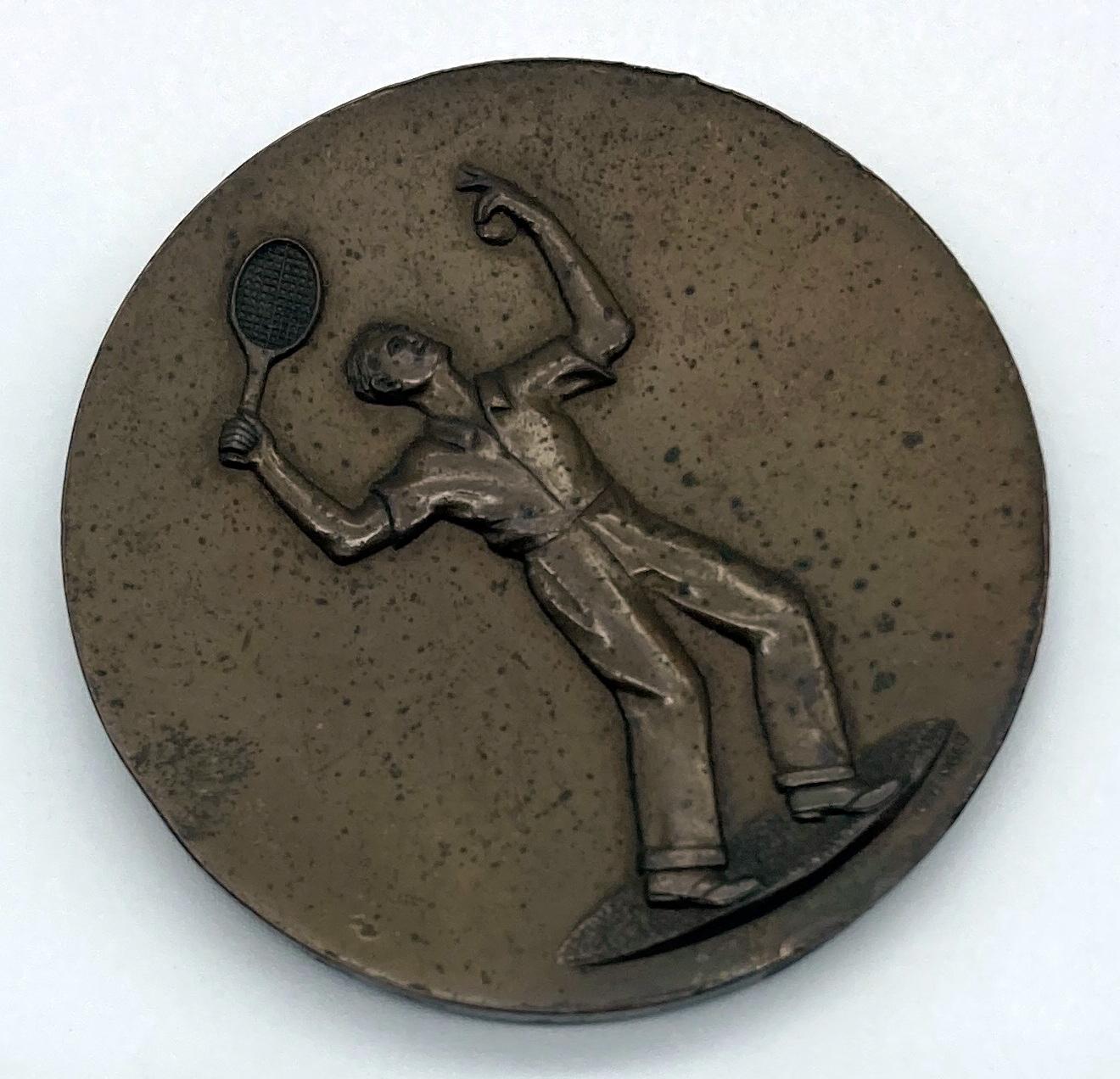 Reverse of Australian Red Cross Society tennis medallion - oblique view