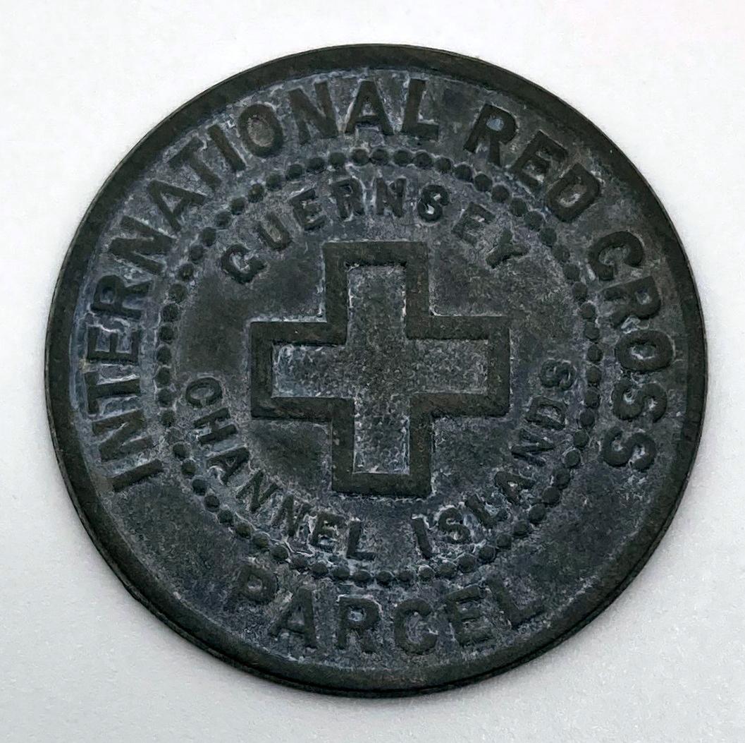 International Red Cross Parcel, Guernsey Channel Islands metal token