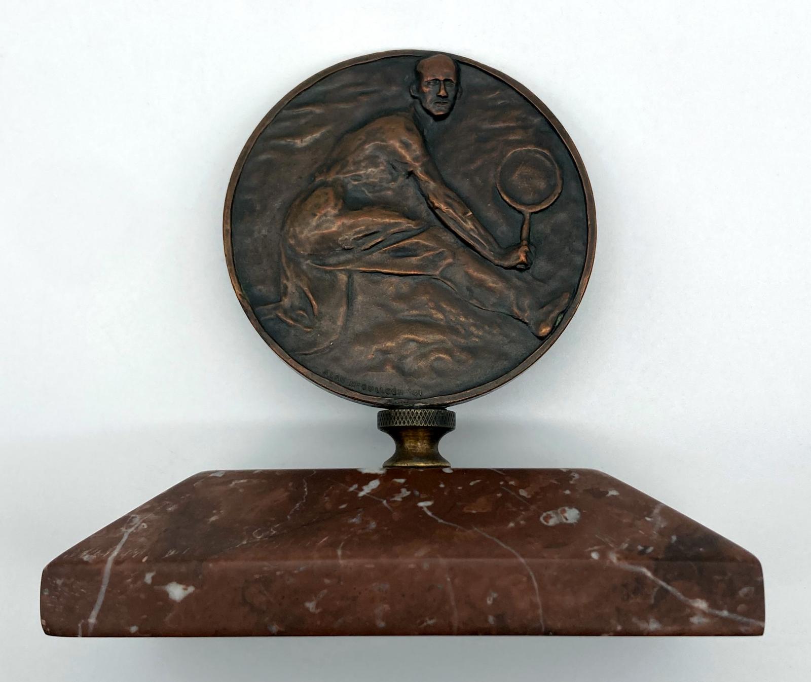Lawn Tennis Association of Victoria mounted medallion - side view of reverse