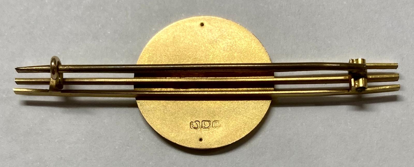 Reverse of WWI era rose and yellow gold sweetheart brooch - Mary