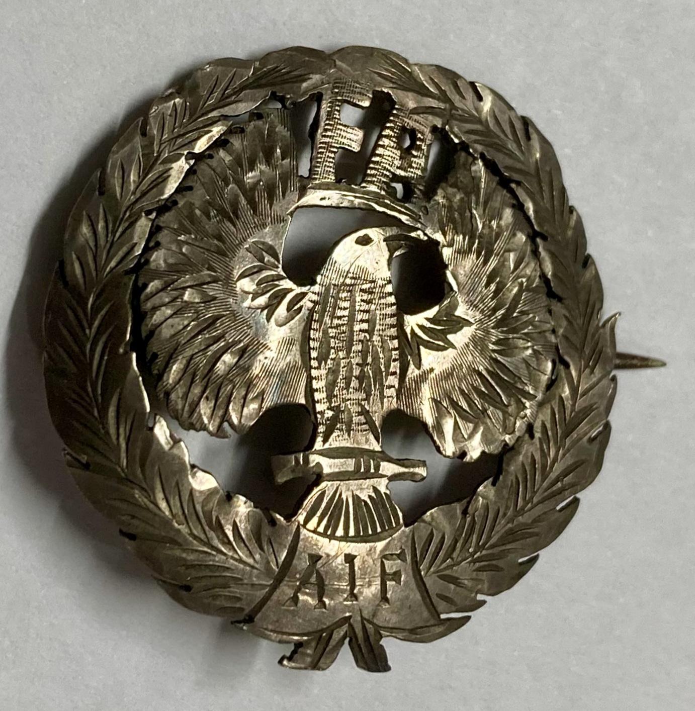WWI era silver sweetheart brooch - Field Artillery, A.I.F.