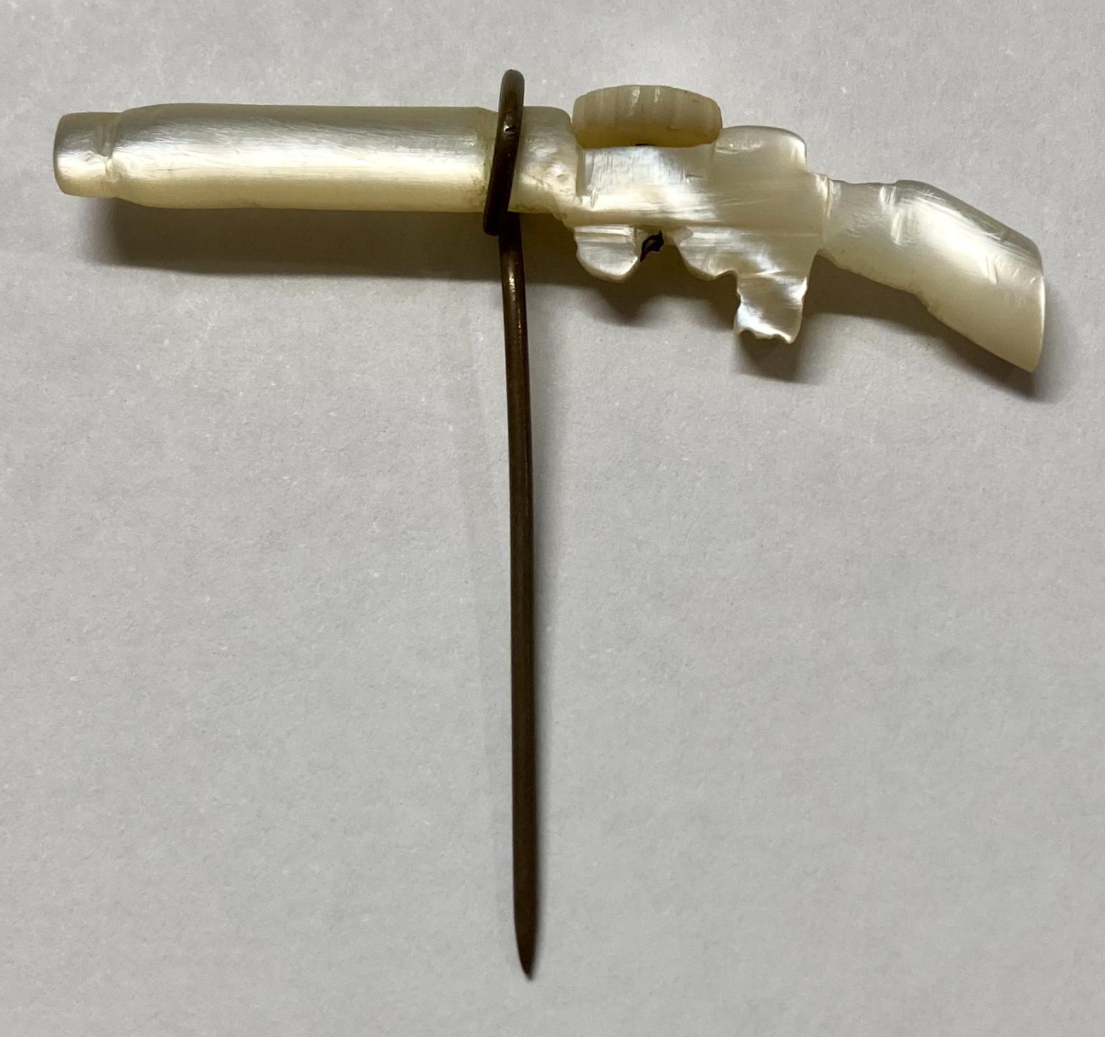 WWI era Mother of Pearl Lewis Gun pin - other side view 