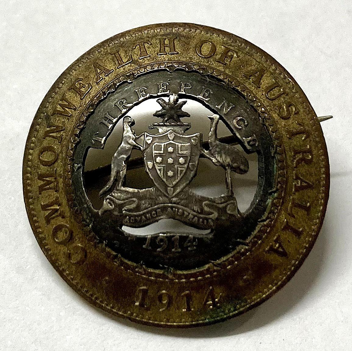 Trench art brooch made from Australian coins - 1914