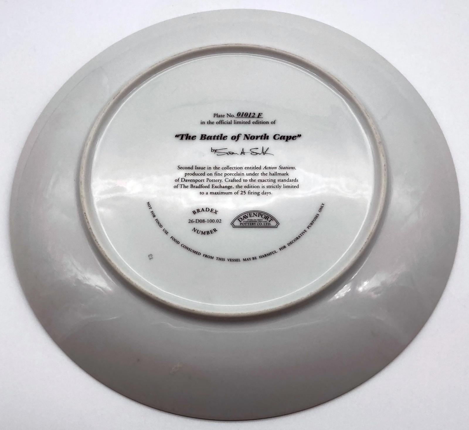 Reverse of Davenport 'The Battle of North Cape' collector plate