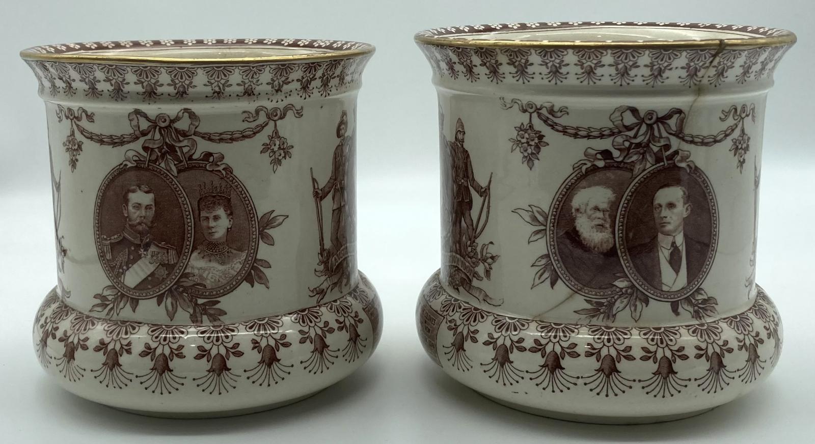 Pair of Federation jardinières showing portraits