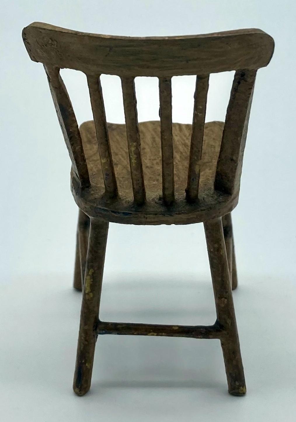 Miniature hospital chair made by convalescent soldier - back view