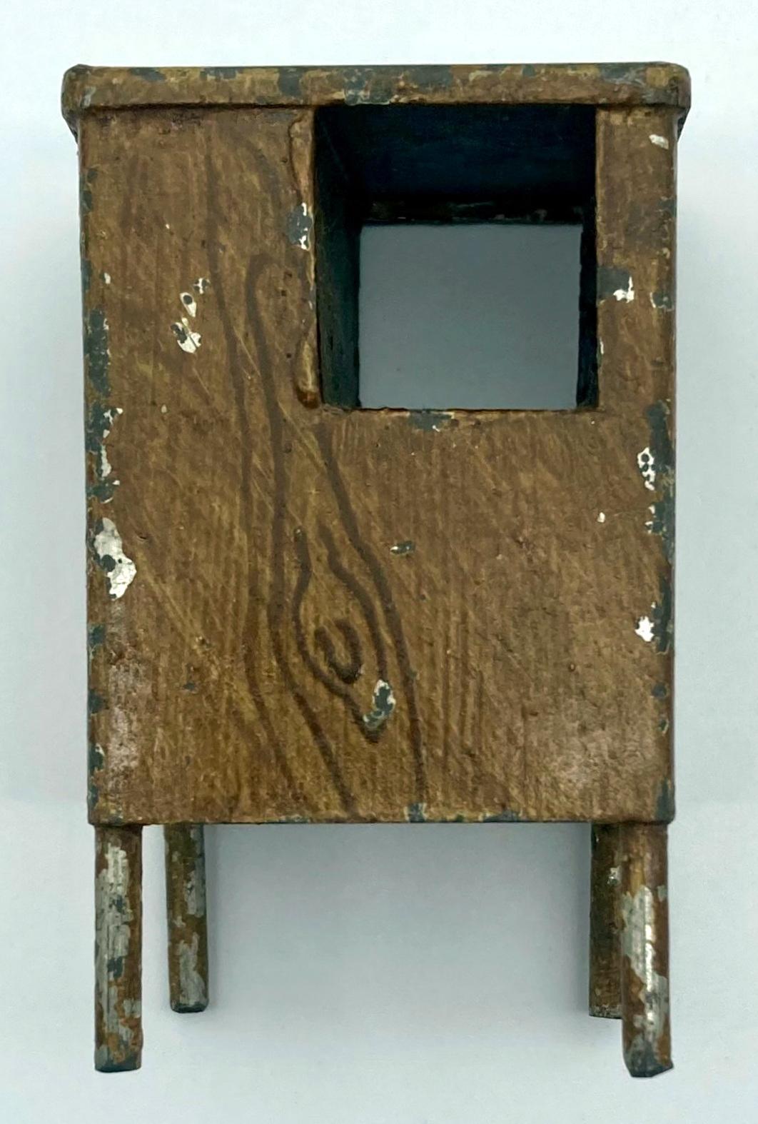 Miniature hospital locker made by convalescent soldier - top view of back