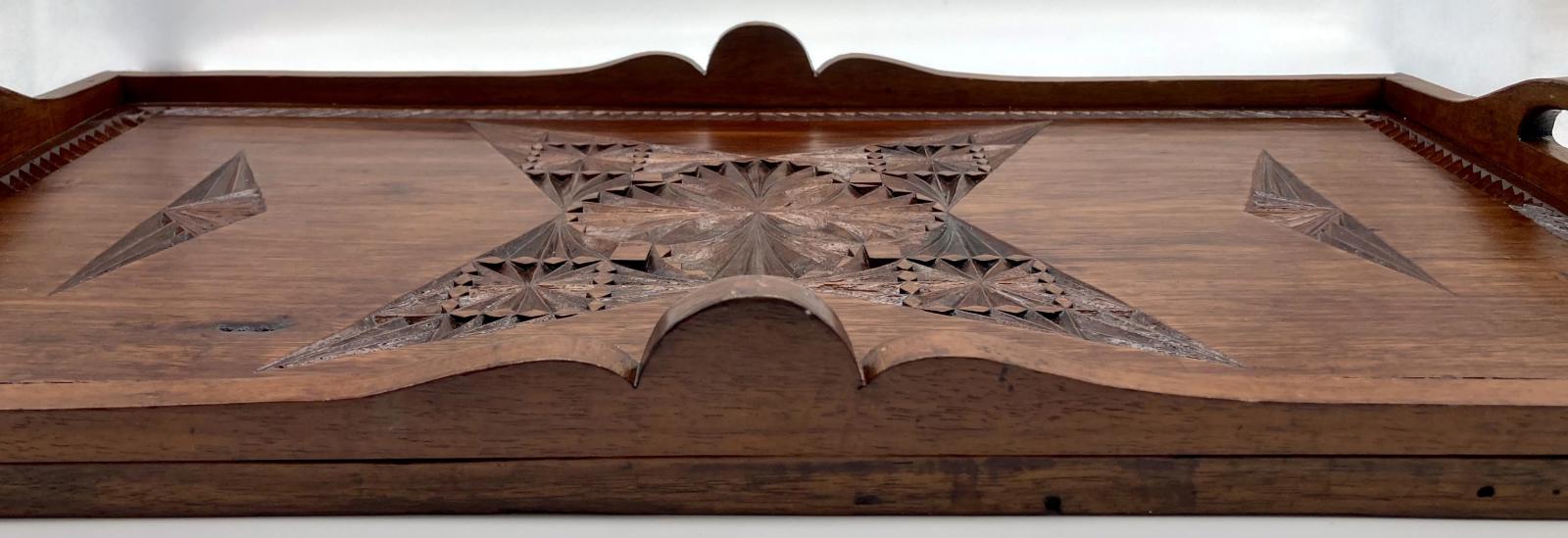 Side view of chip carved tray made by ALH Trooper John Hodgskiss