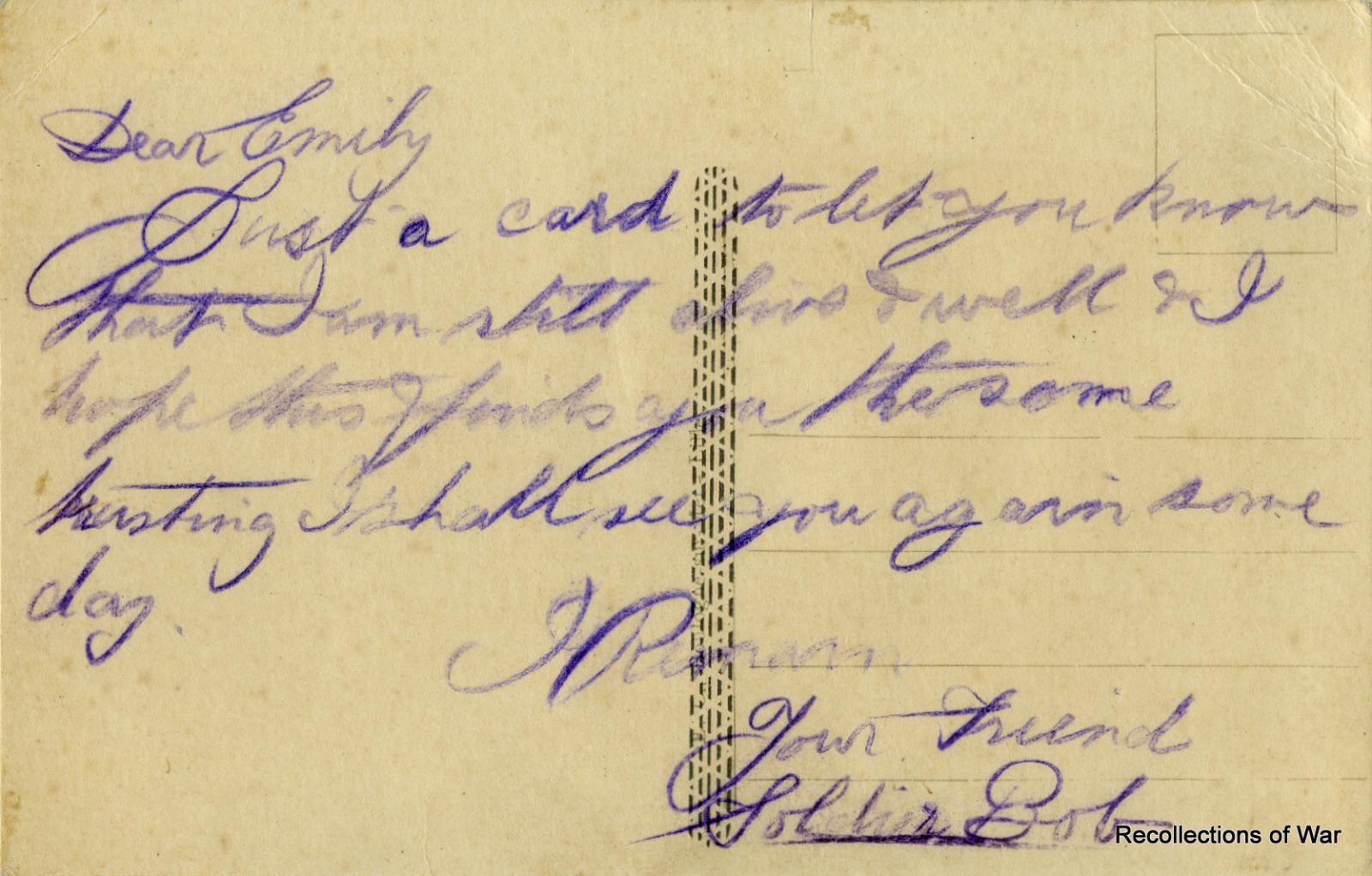 Reverse of WWI Silk Postcard - Australian Commonwealth Military Forces