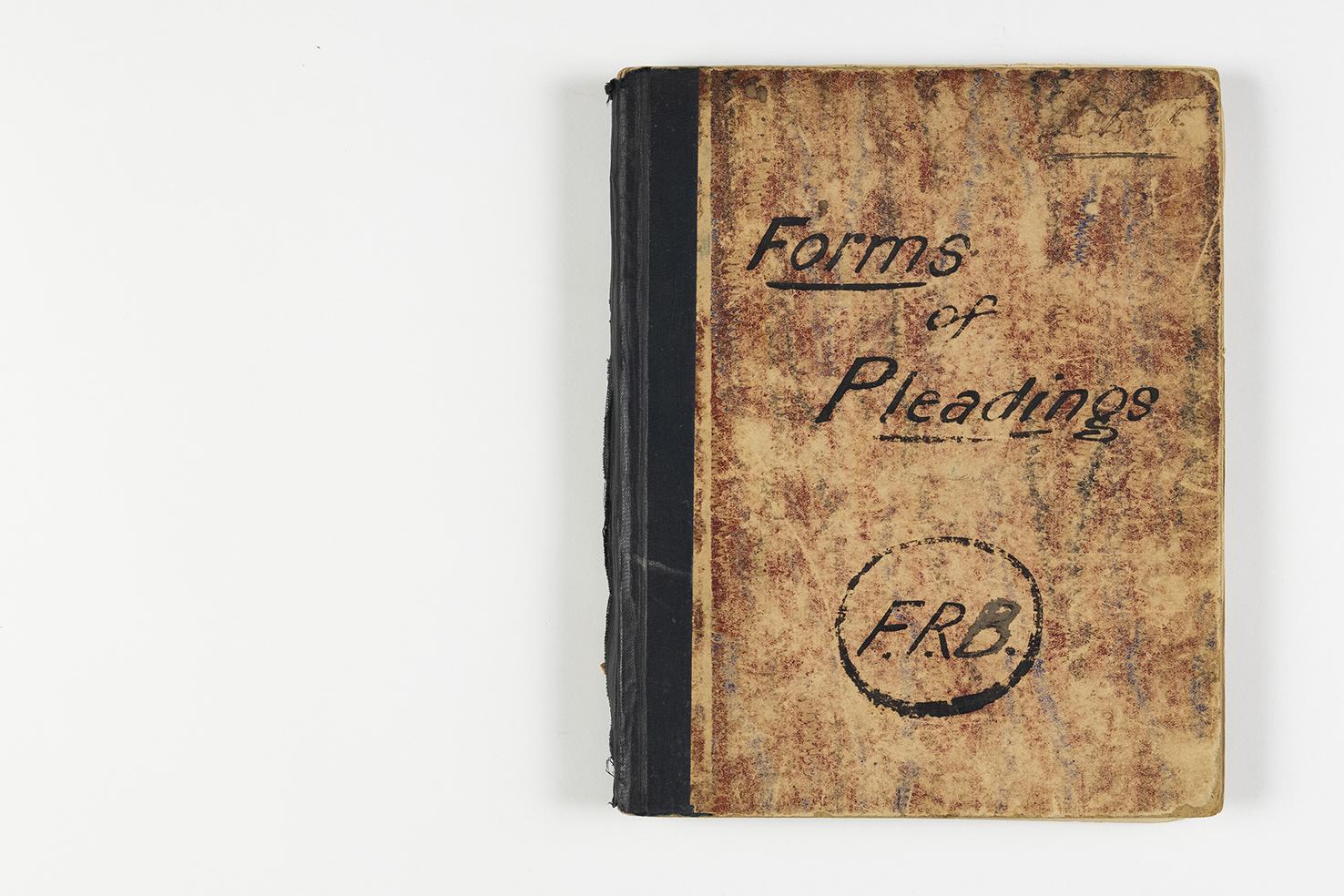 Notebook, Forms of Pleadings, front cover, Barlee