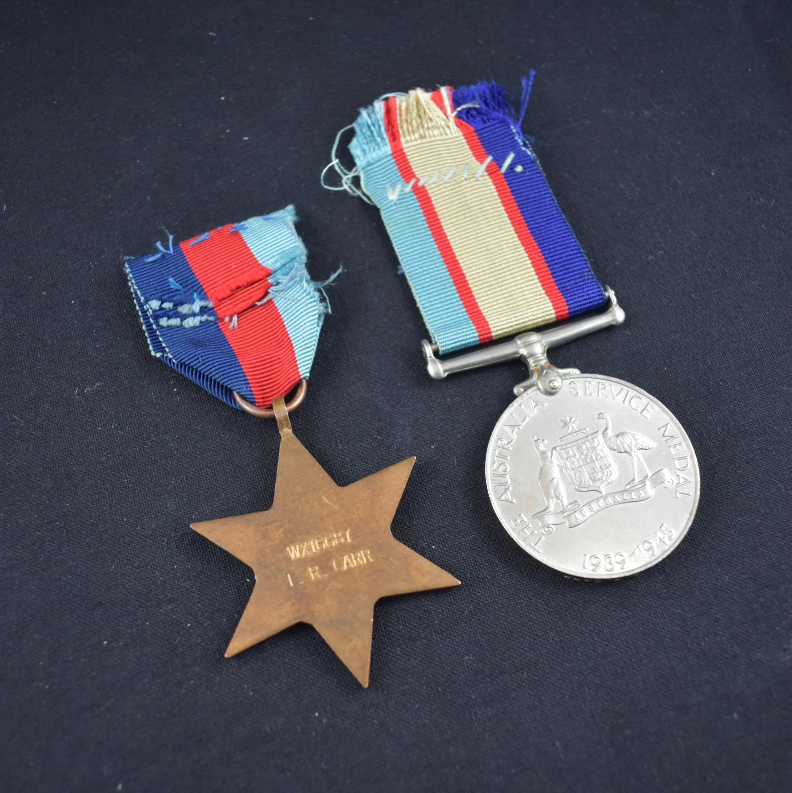 1939-45 Star Medal and Australian Service Medal issued to Pte. Thomas Roland CARR WX16687 back