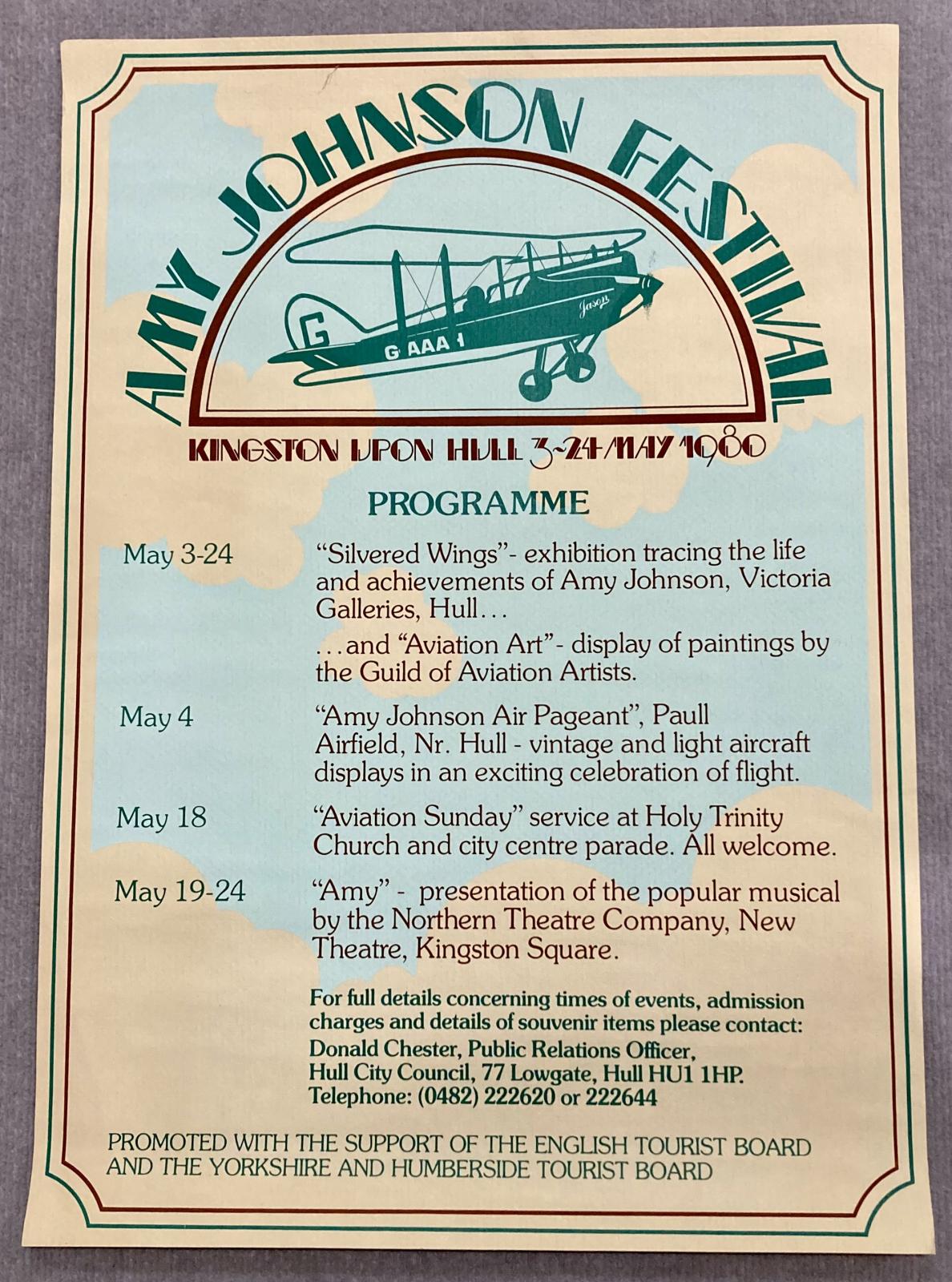 Poster advertising the Amy Johnson Festival 