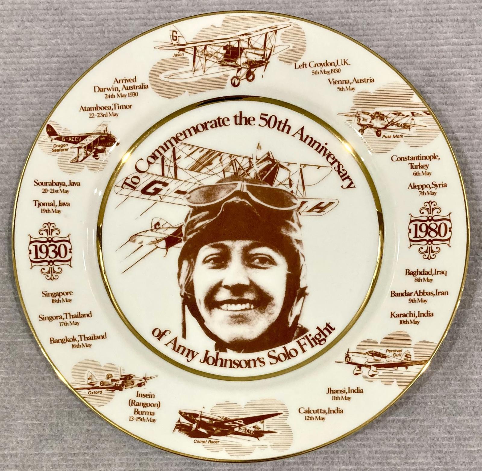 Collector plate - Amy Johnson 50th anniversary of solo flight