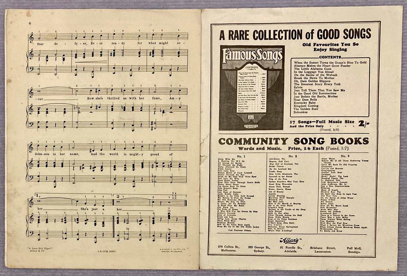 Pages 6-7 of sheet music for the song 'The Lone-Girl-Flyer' 