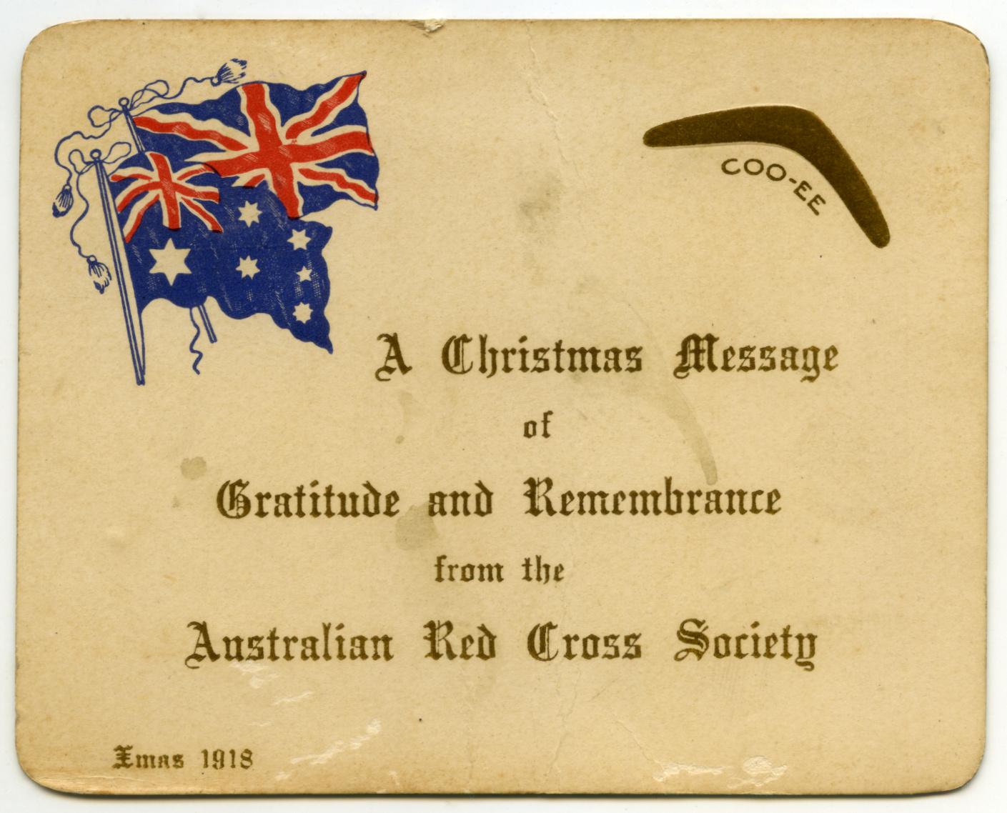 Australian Red Cross Society Christmas card 1918