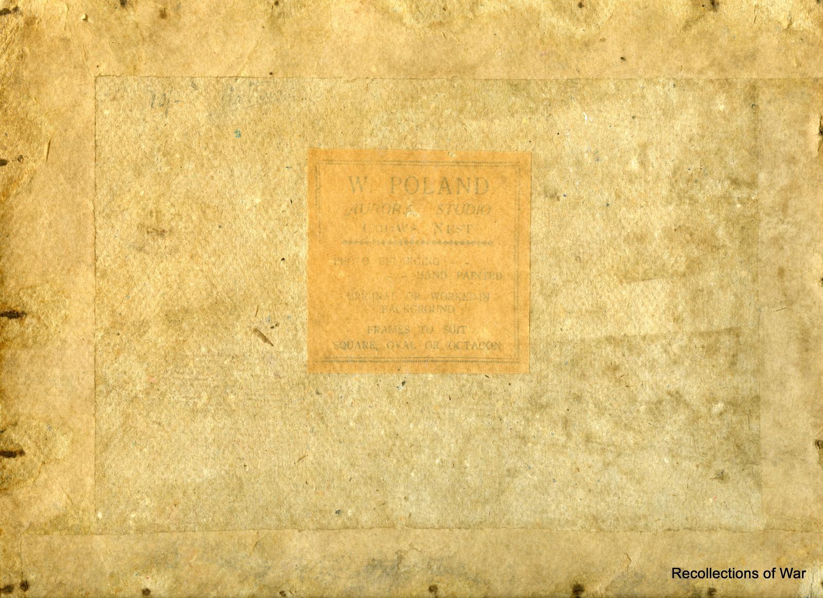Reverse of photograph of Australian Red Cross Society Ambulance