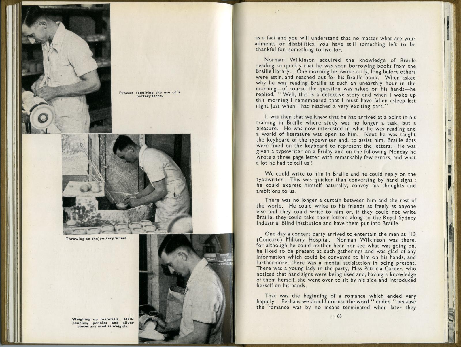 Pages 3 and 4 of chapter about blind potter, Norman Wilkinson