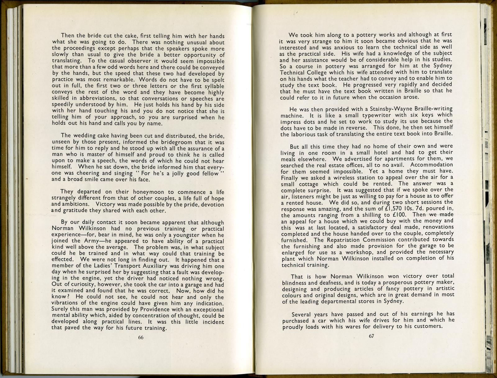 Pages 7 and 8 of chapter about blind potter, Norman Wilkinson