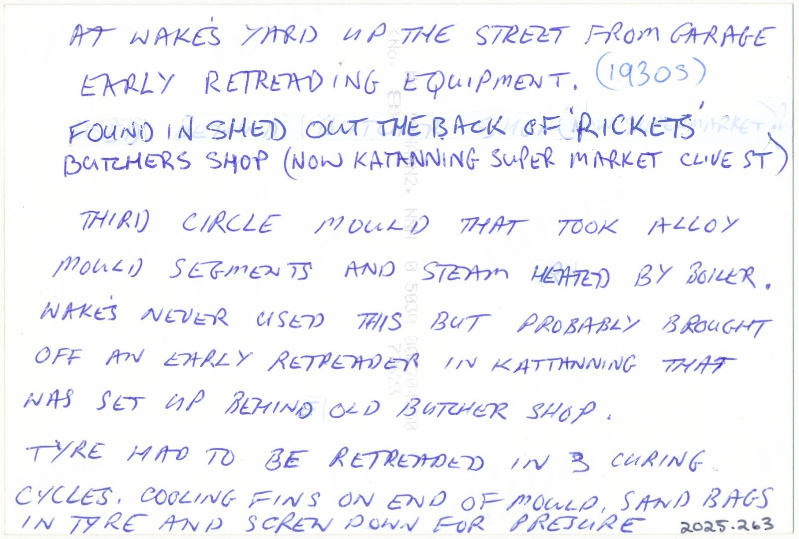 Back of photograph of Wakes Yard