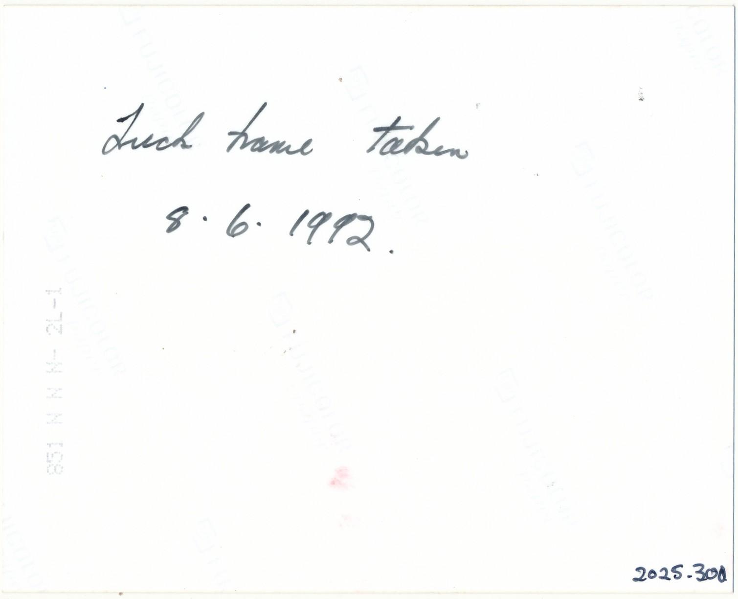 Back of photograph of Tuck House