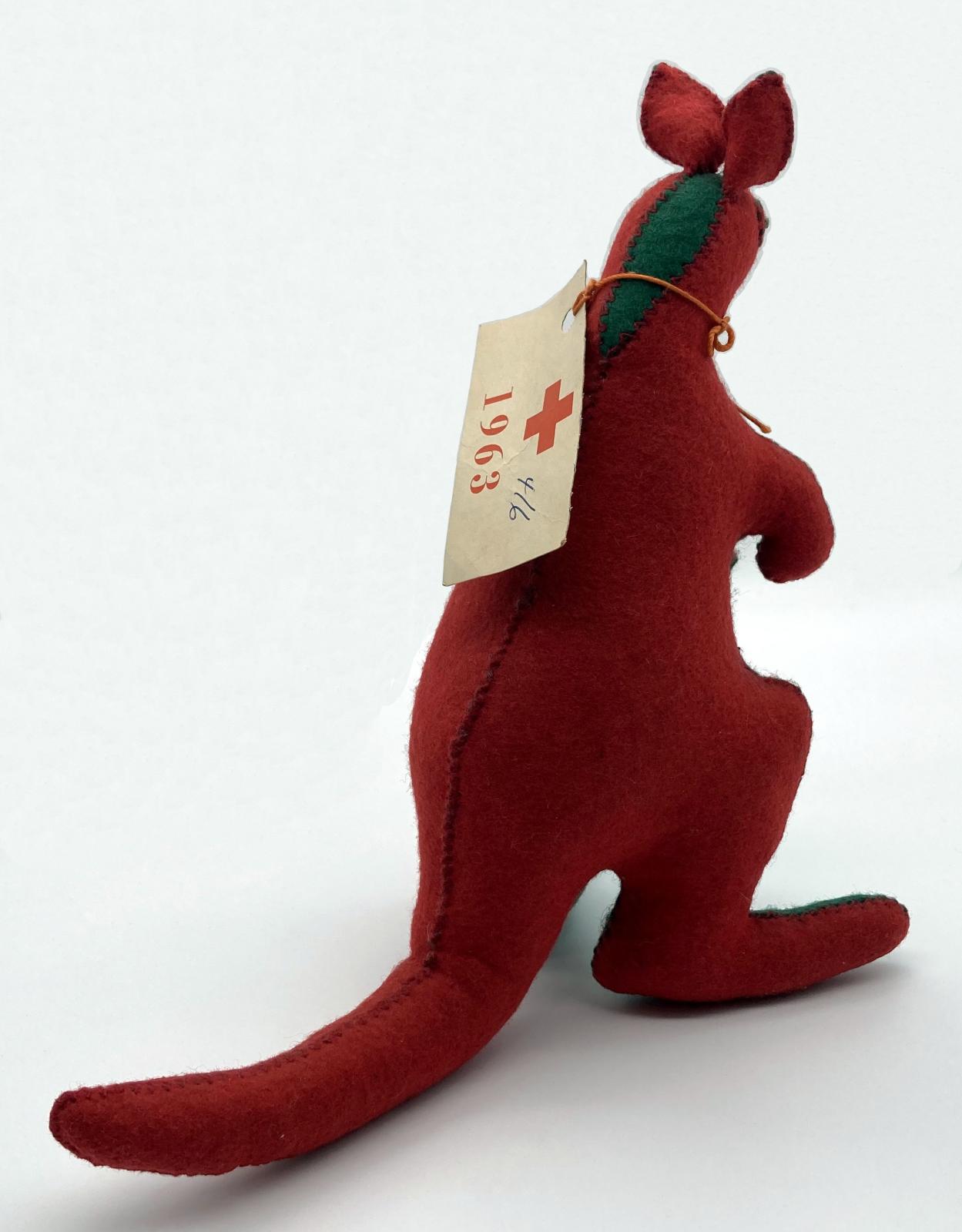 Red Cross felt kangaroo 1963 - back view