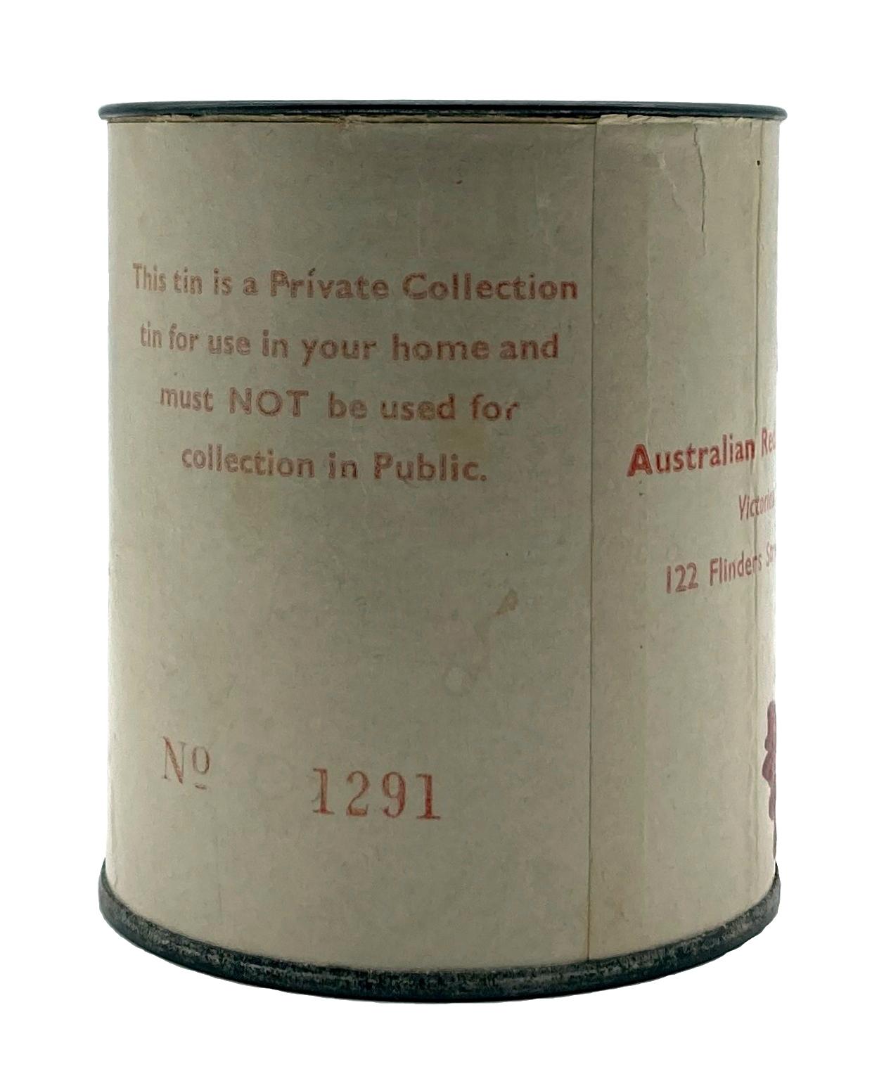 Australian Red Cross Society (Victorian Division) collection tin - back view