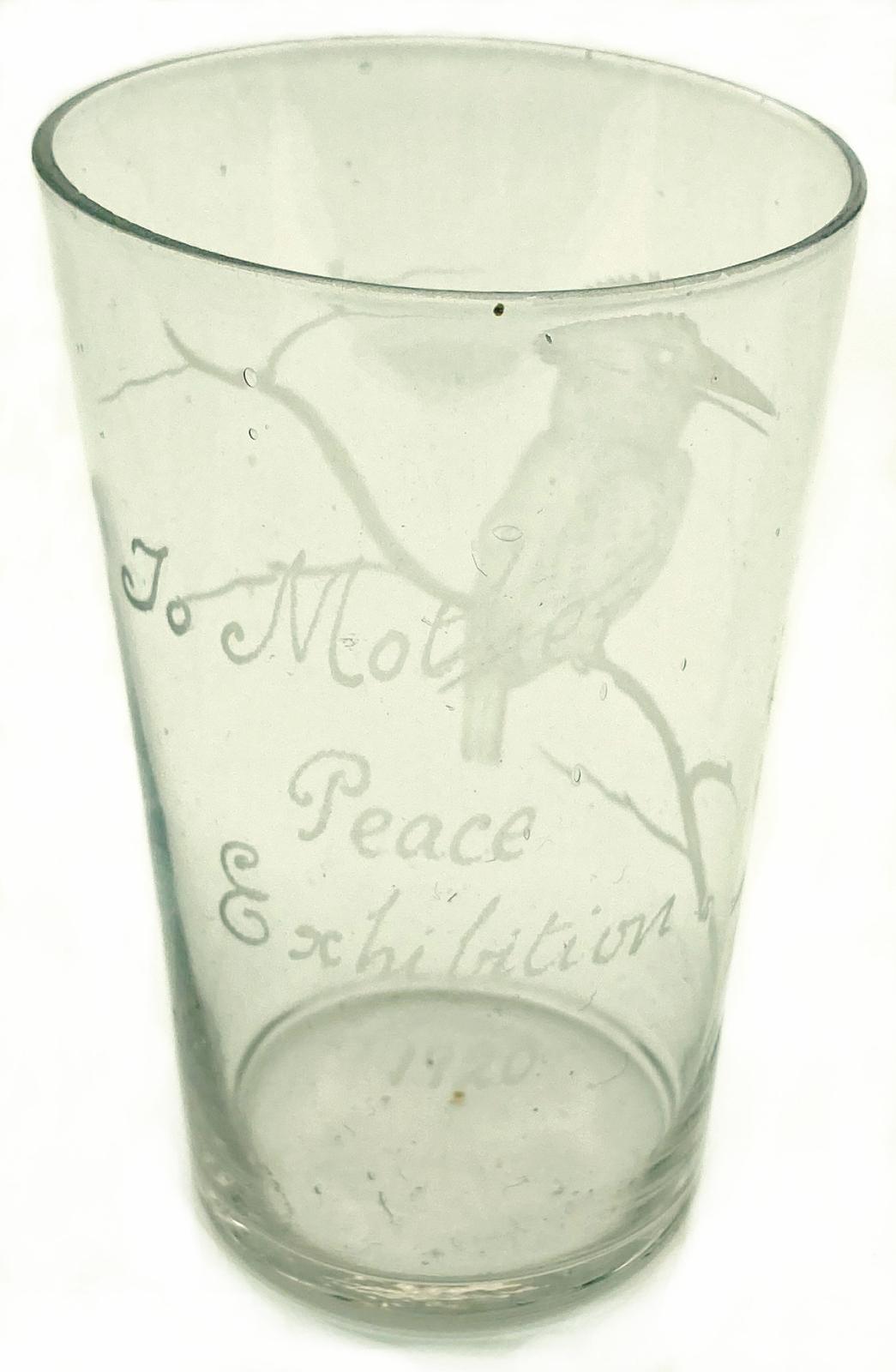 Souvenir glass from the Adelaide Peace Exhibition, 1920 - dedication