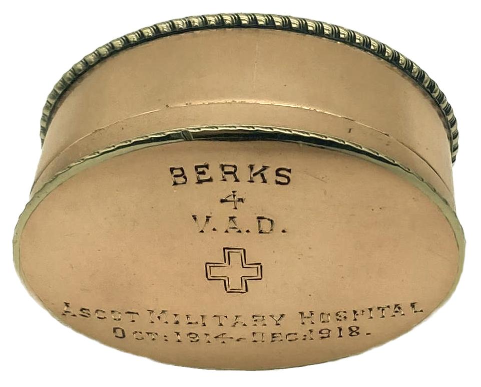 Front view of trinket box showing inscription