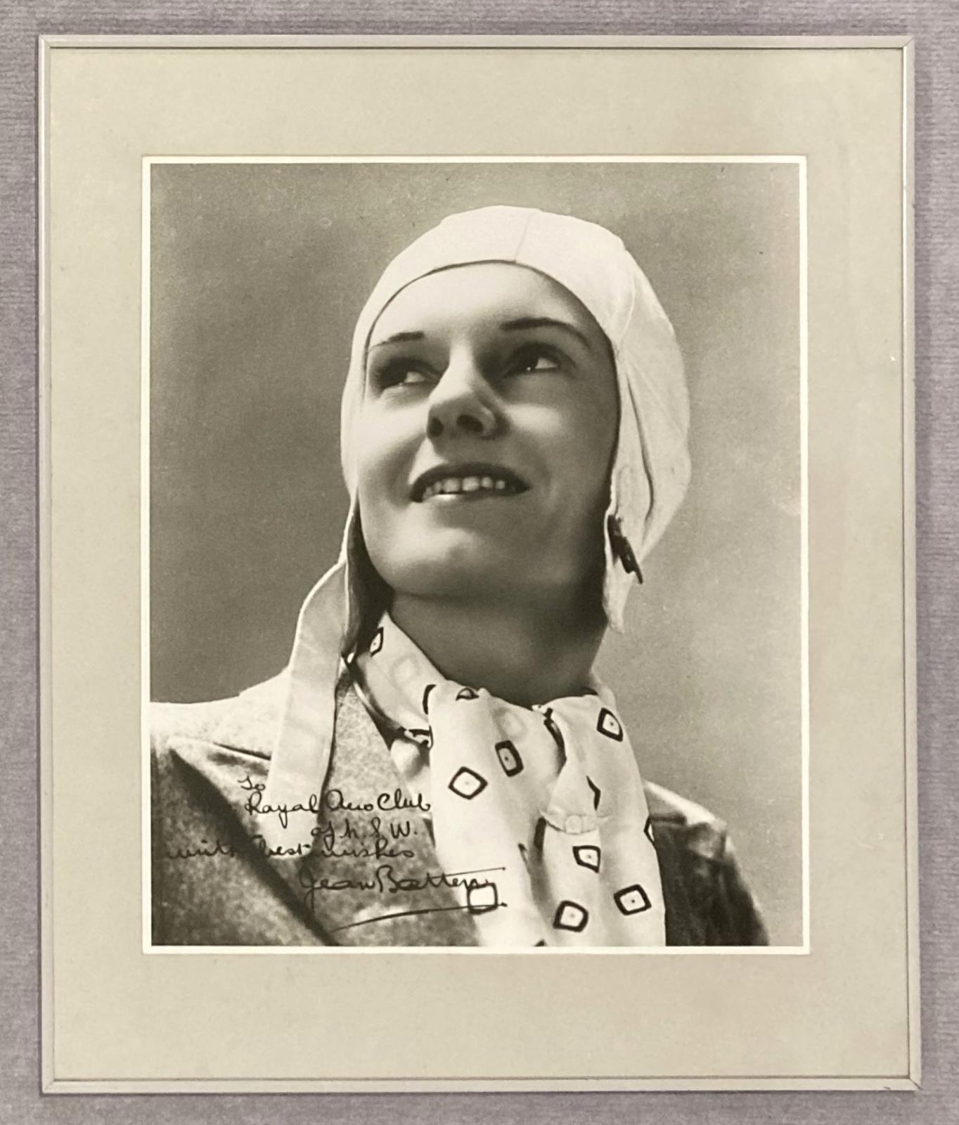 Framed photograph of aviatrix Jean Batten