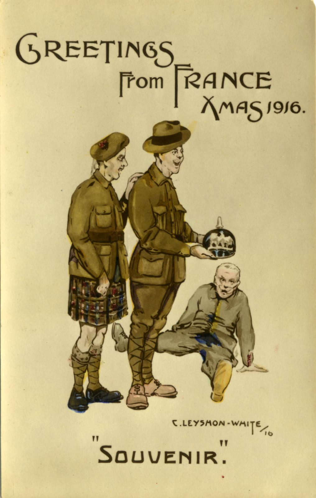 Cyril Leyshon-White 'Greetings from France' Xmas 1916 postcard 3