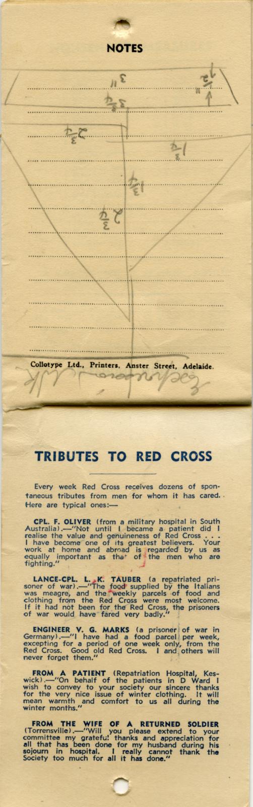 Notes and Tributes to the Red Cross