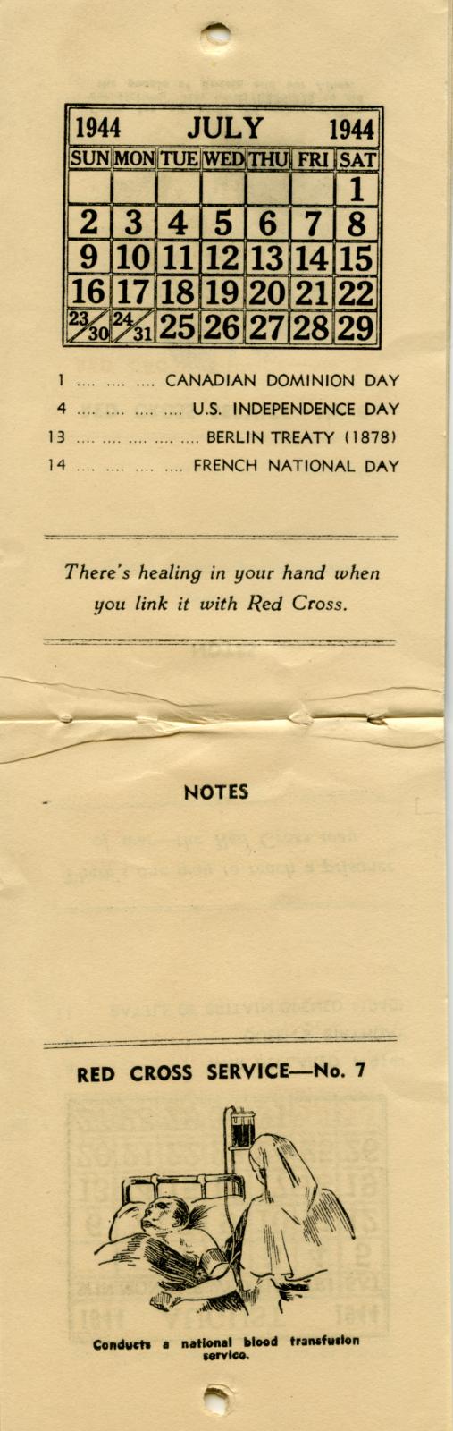 Australian Red Cross Society Hand Book and Diary 1944 - July