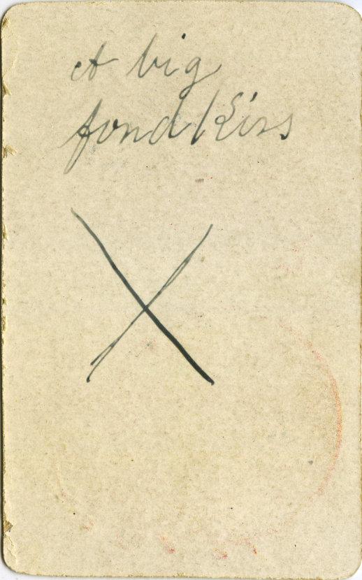 Reverse of small card insert of WWI silk postcard sent to Ethell May from Daddy