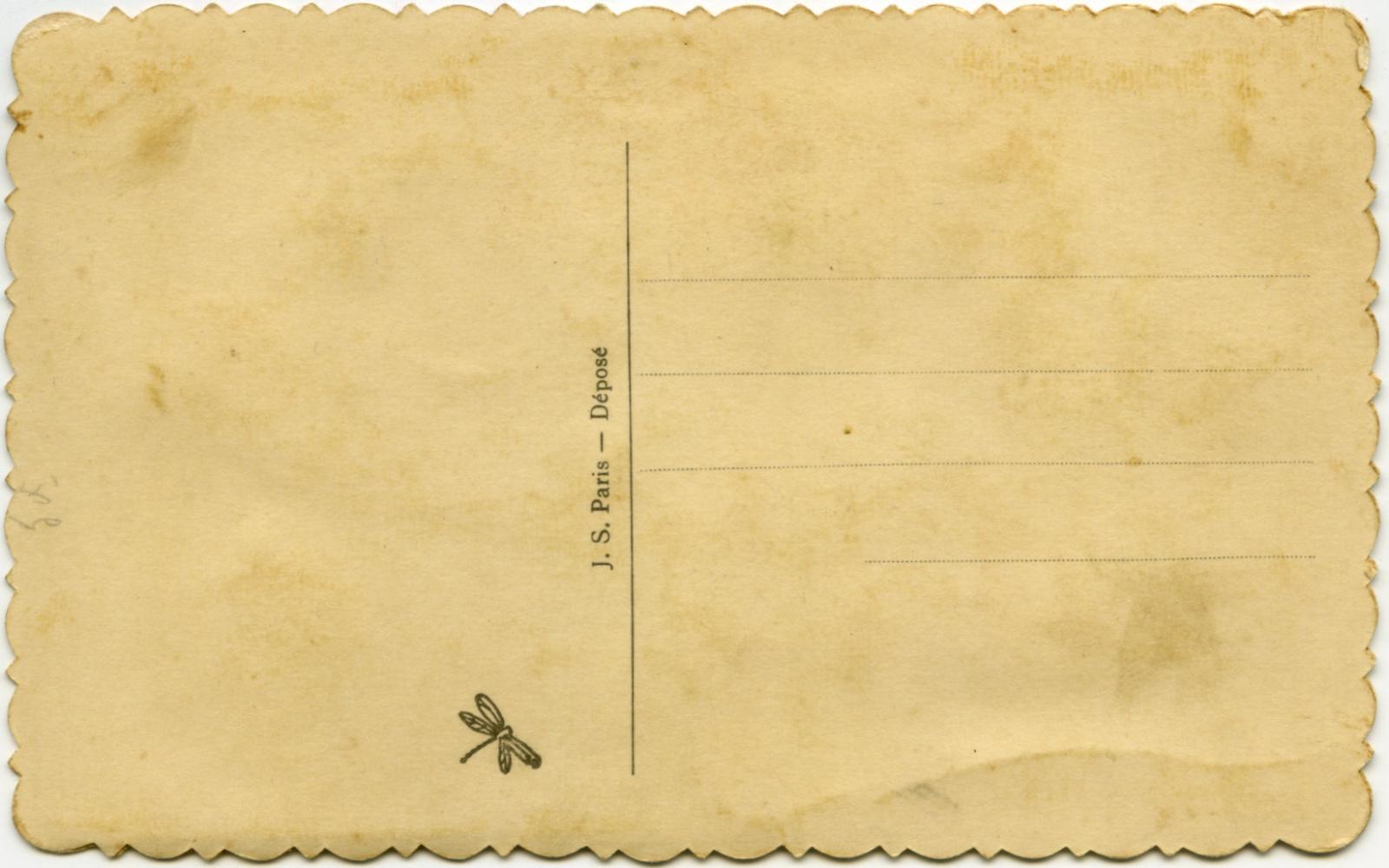 Reverse of WWI silk postcard 'To My Sweetheart'