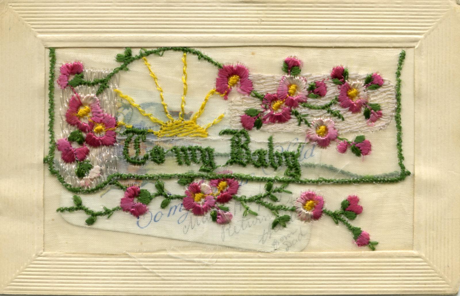 WWI silk postcard sent to from Daddy