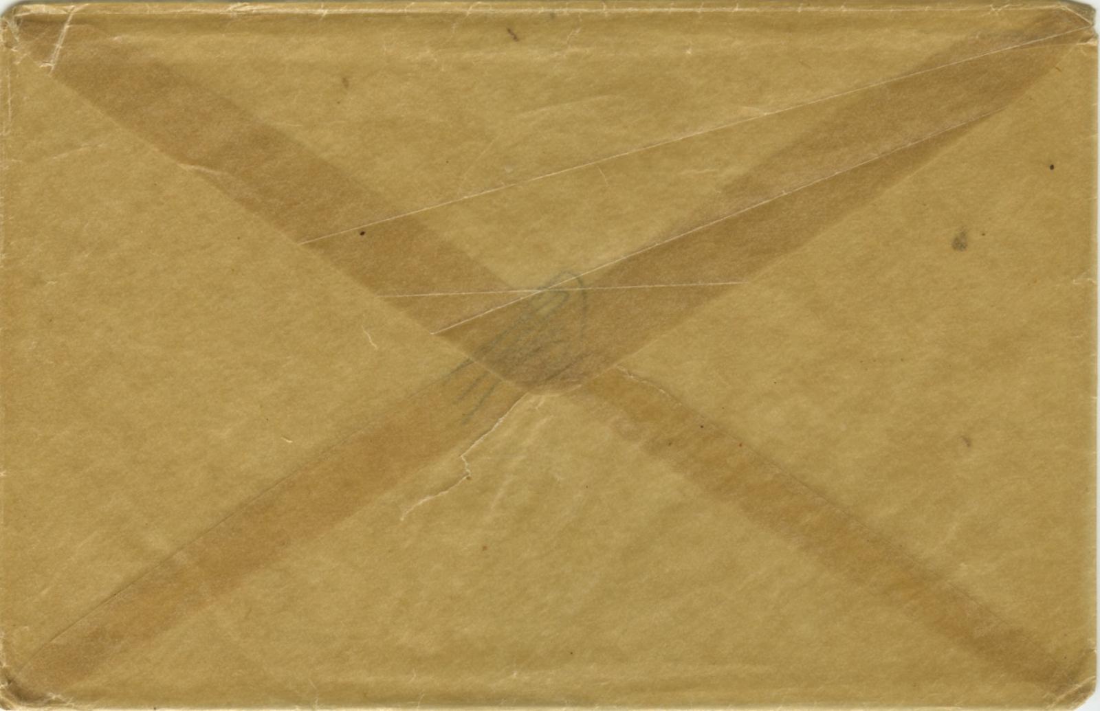 Envelope of WWI silk postcard sent from Daddy to Glayds