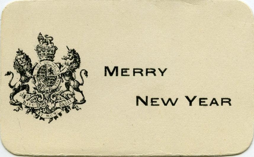 Small card insert from WWI silk postcard sent for 'Happy New Year'
