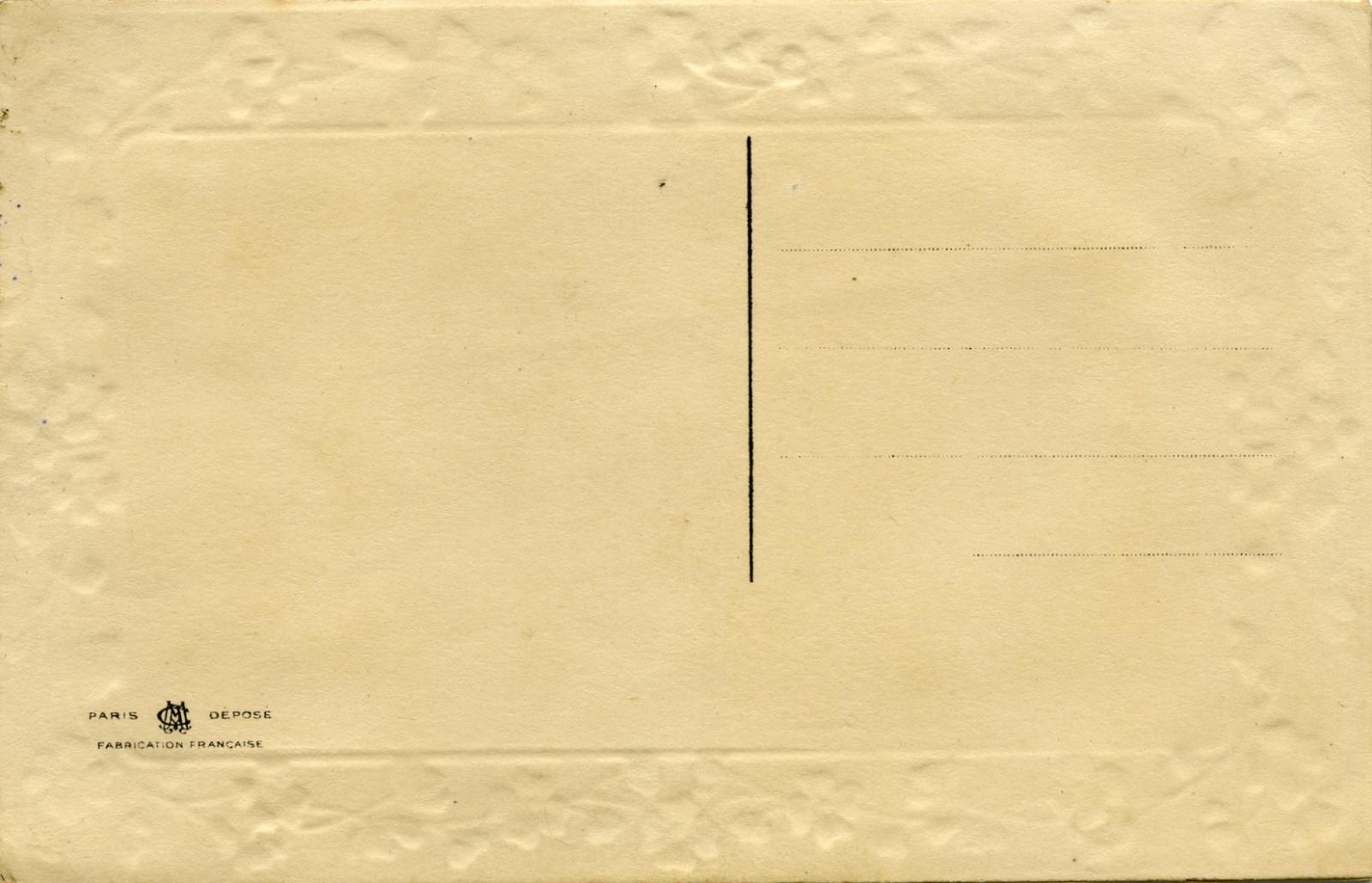 Reverse of WWI silk postcard sent for 'Happy New Year'