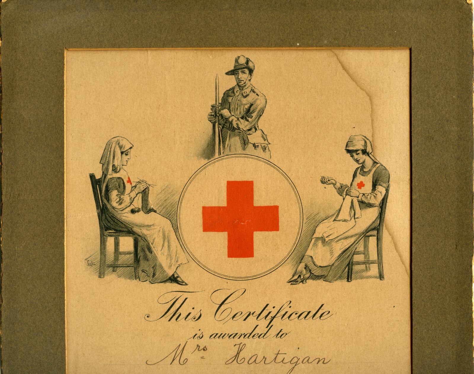 WWI ARCS devoted service certificate - upper section