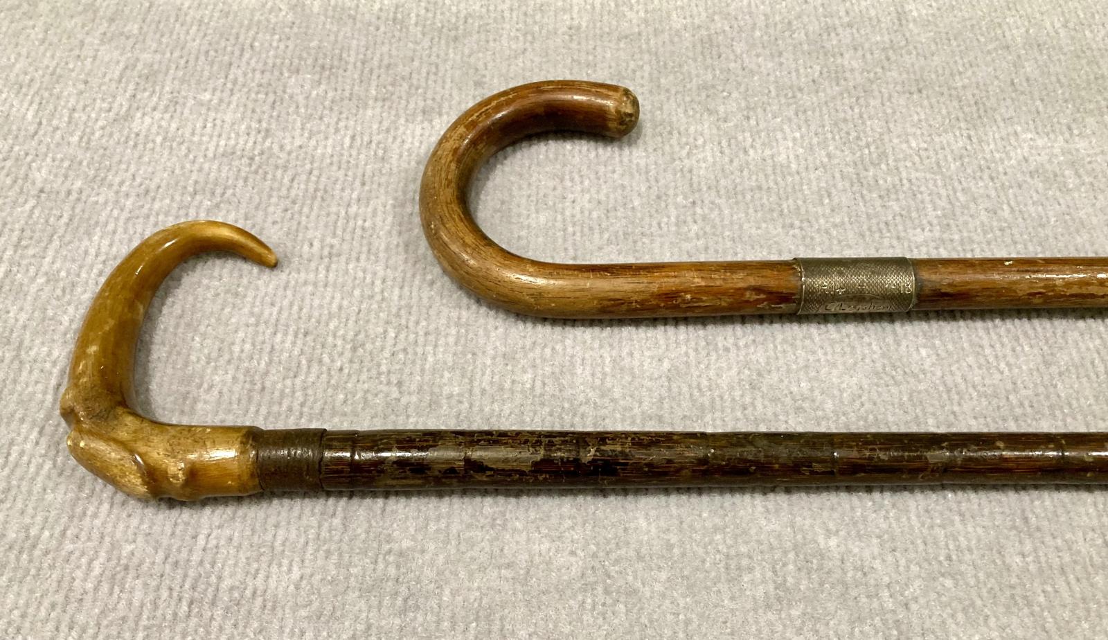 Both walking stick handles