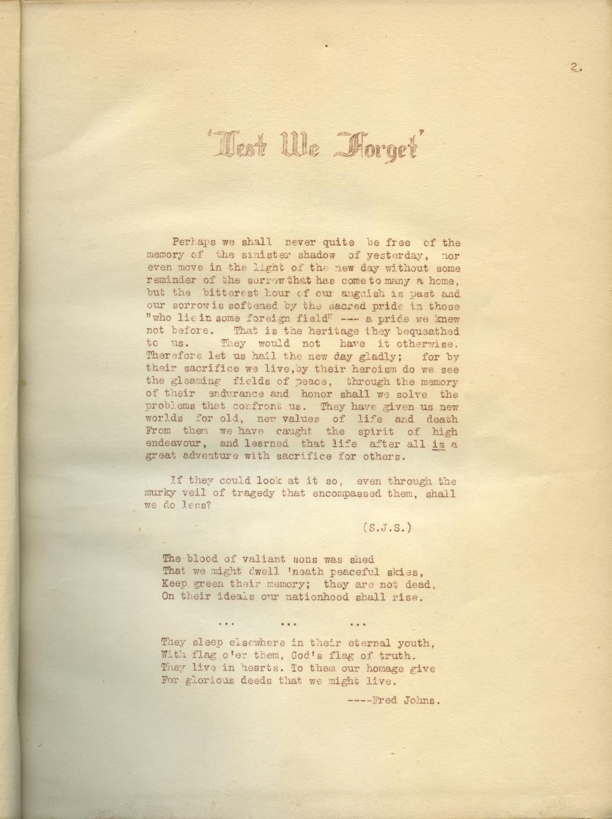 'With the Diggers 1914-1918' - dedication in front