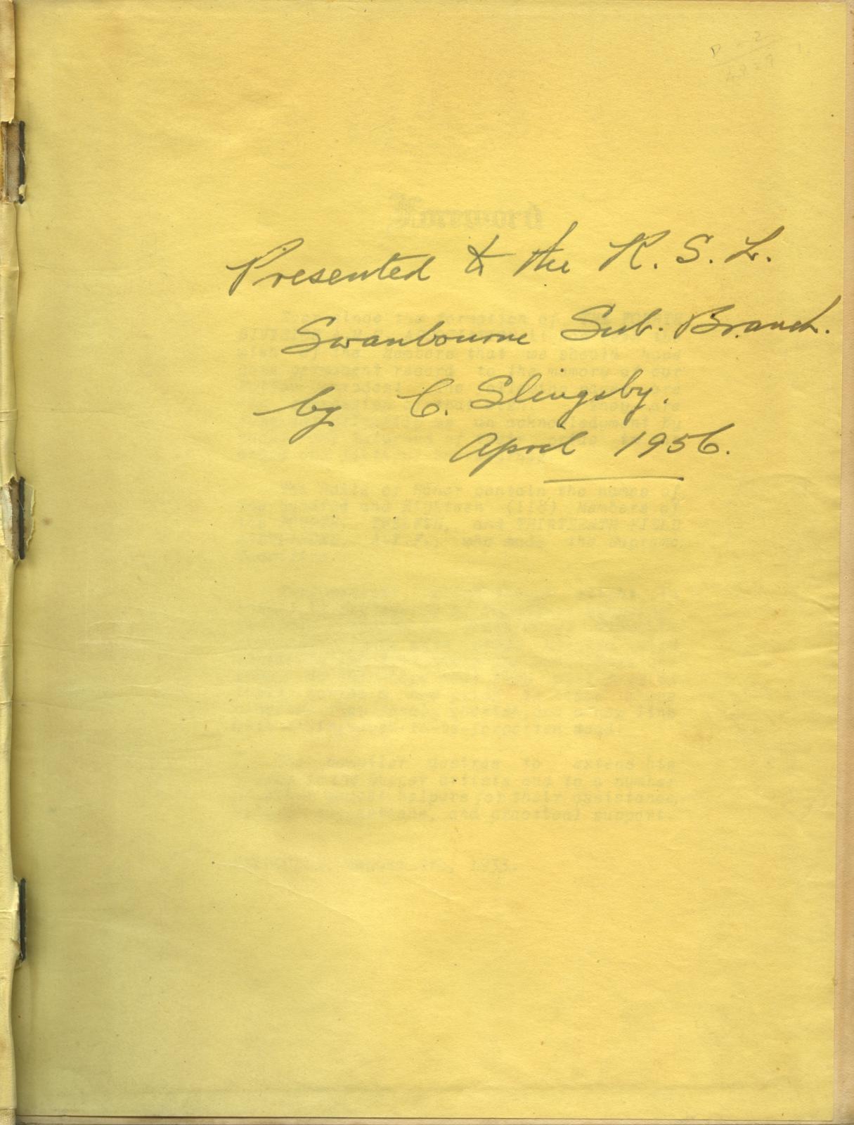 'With the Diggers 1914-1918' - presentation inscription