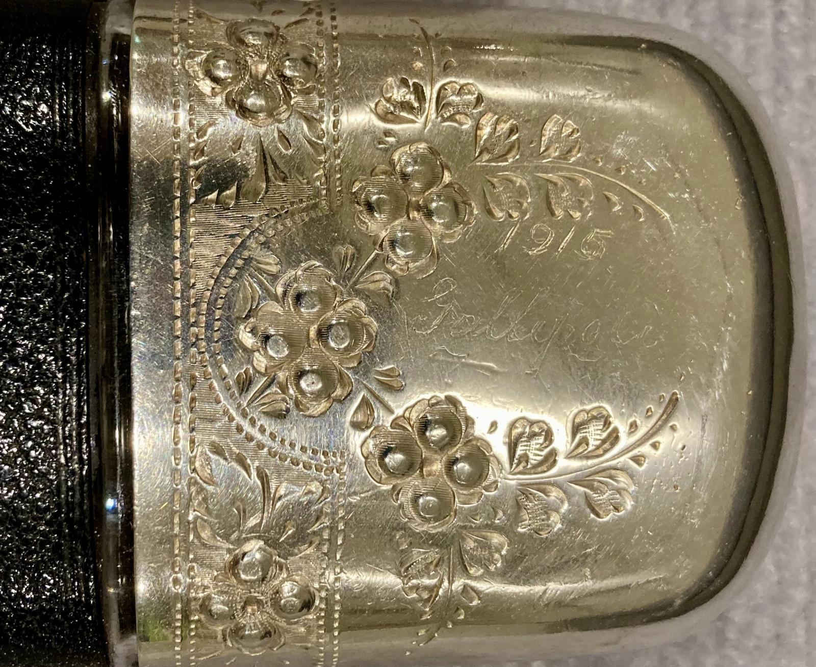 Close up of engraving on lid '1915 Gallipoli'