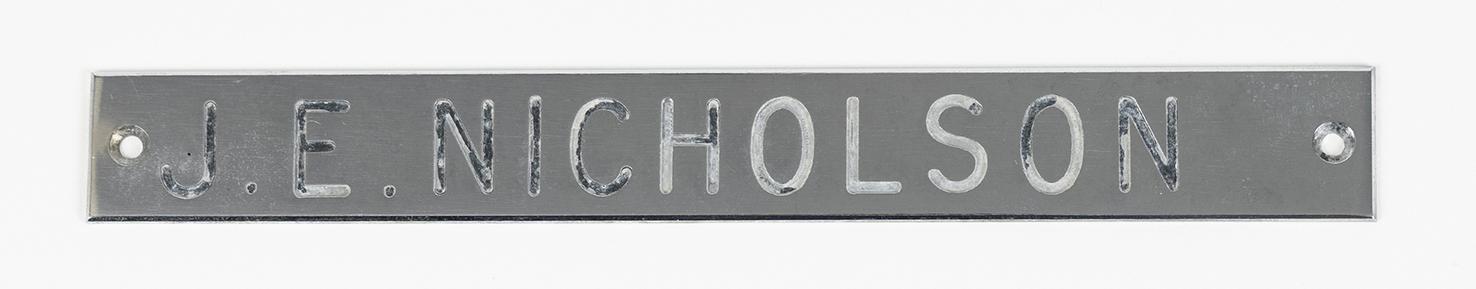 Doorplate, JE Nicholson