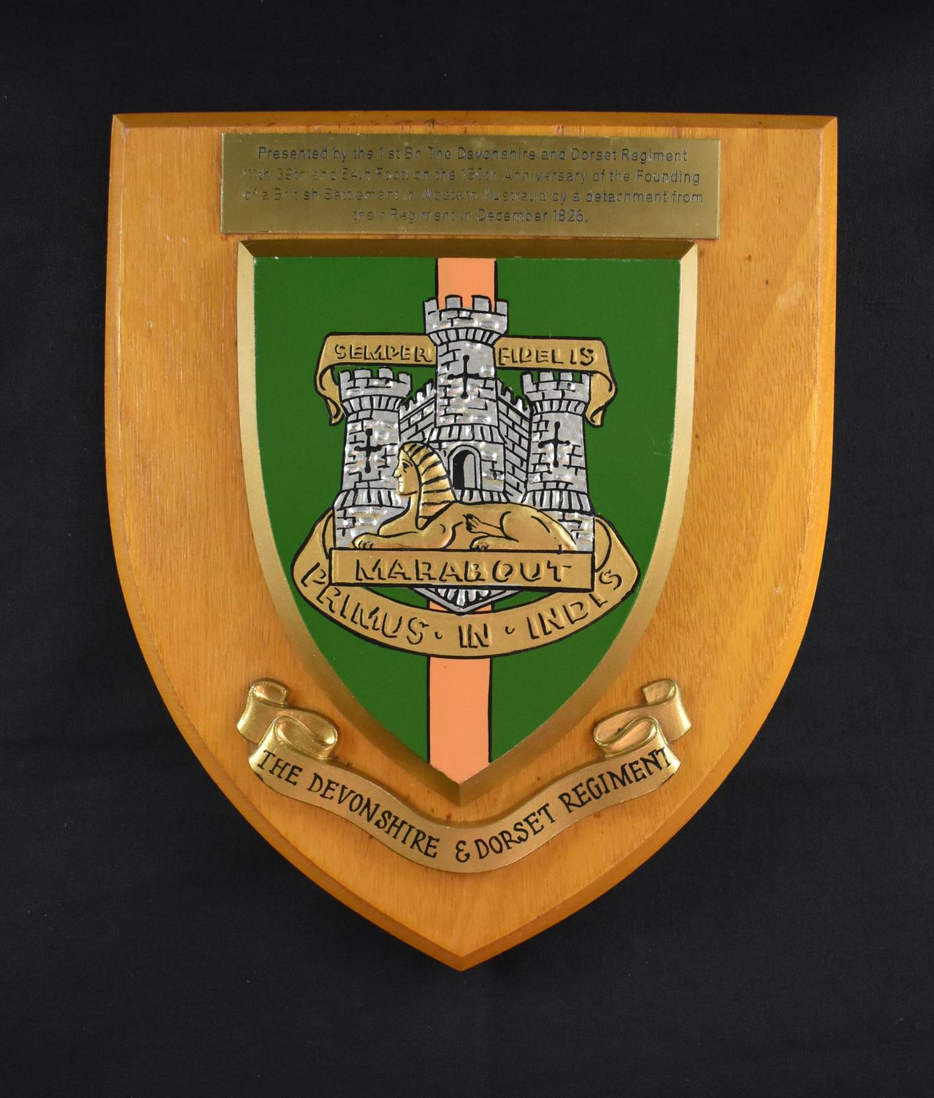 The Devonshire & Dorset Regiment Plaque
