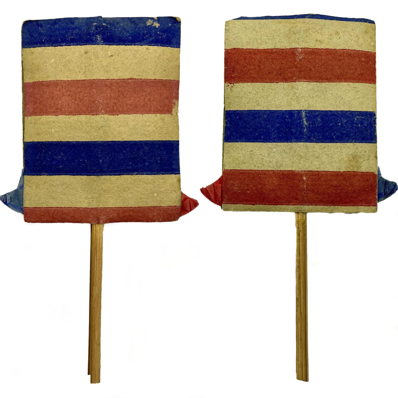 WWI era patriotic fold-out honeycomb balls, showing both sides closed
