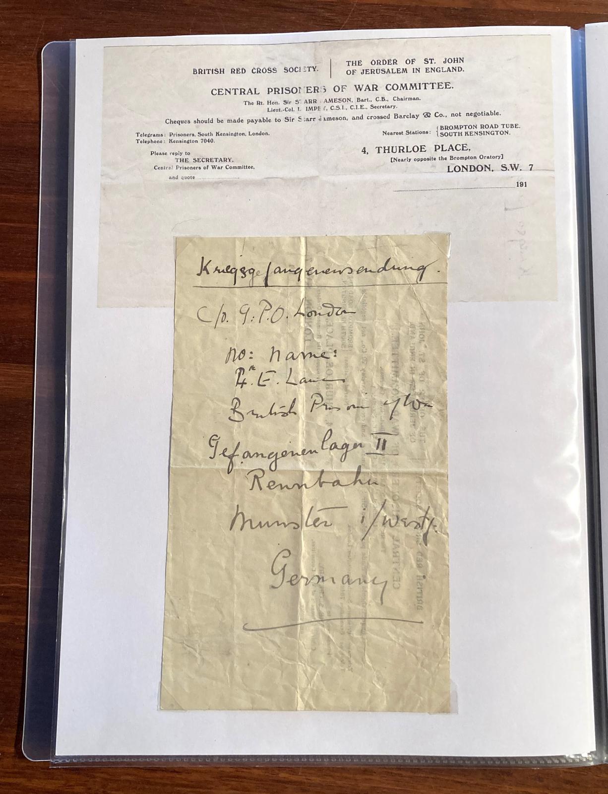 Official notification sent to parents dated 19 May 1918