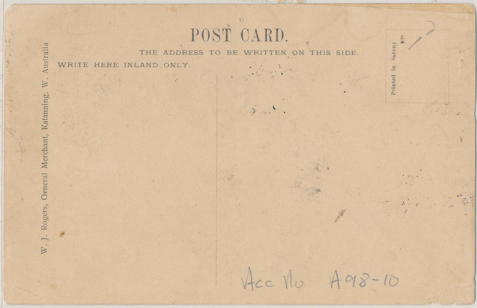 Back of Postcard of Katanning Hospital