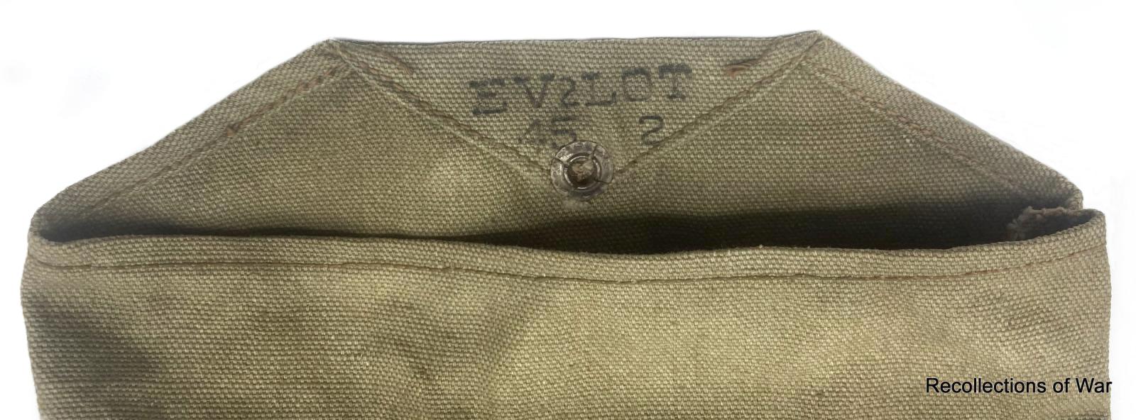 Inside of gas mask bag showing date