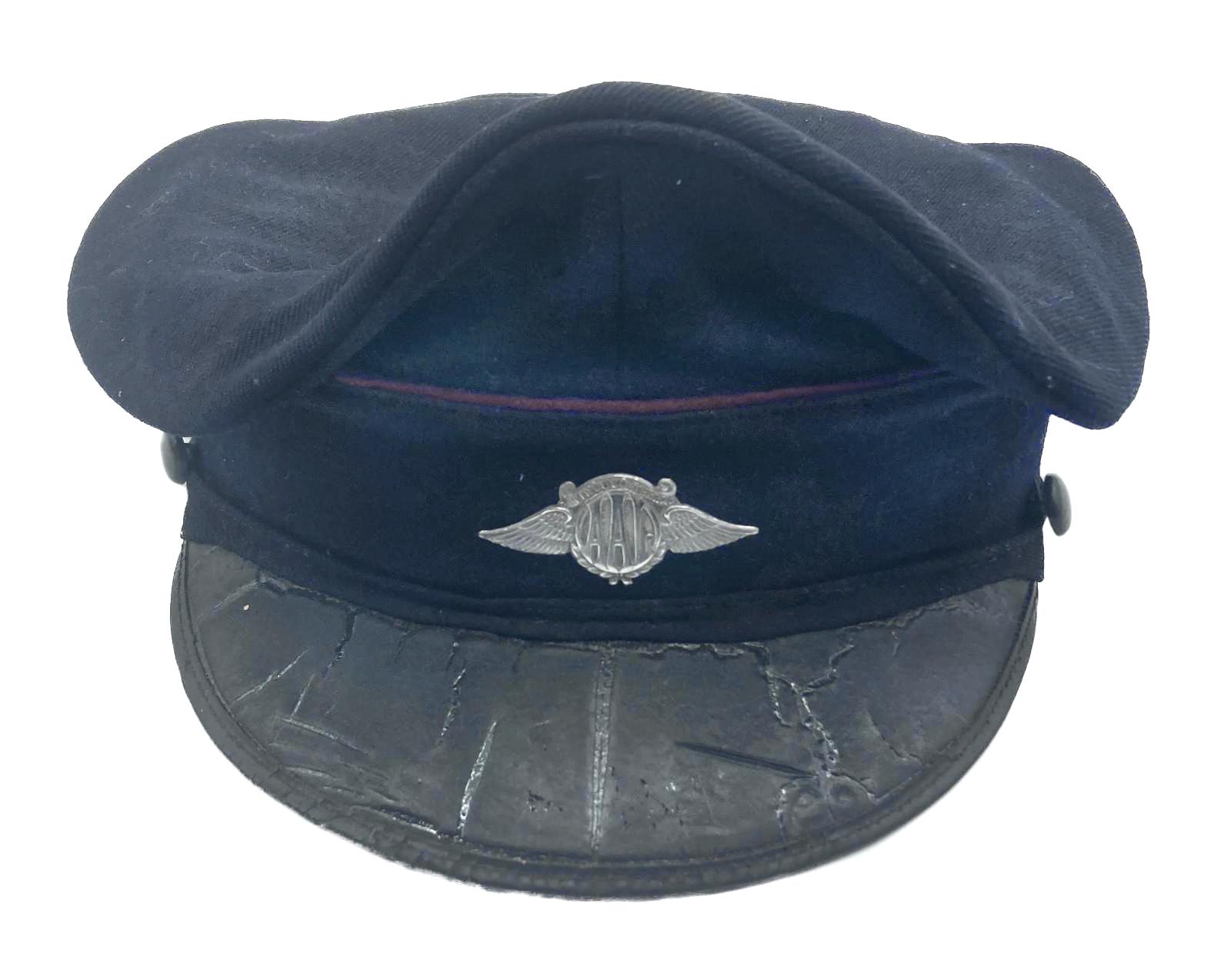Australian Air League peaked cap with silver bullion badge - front view